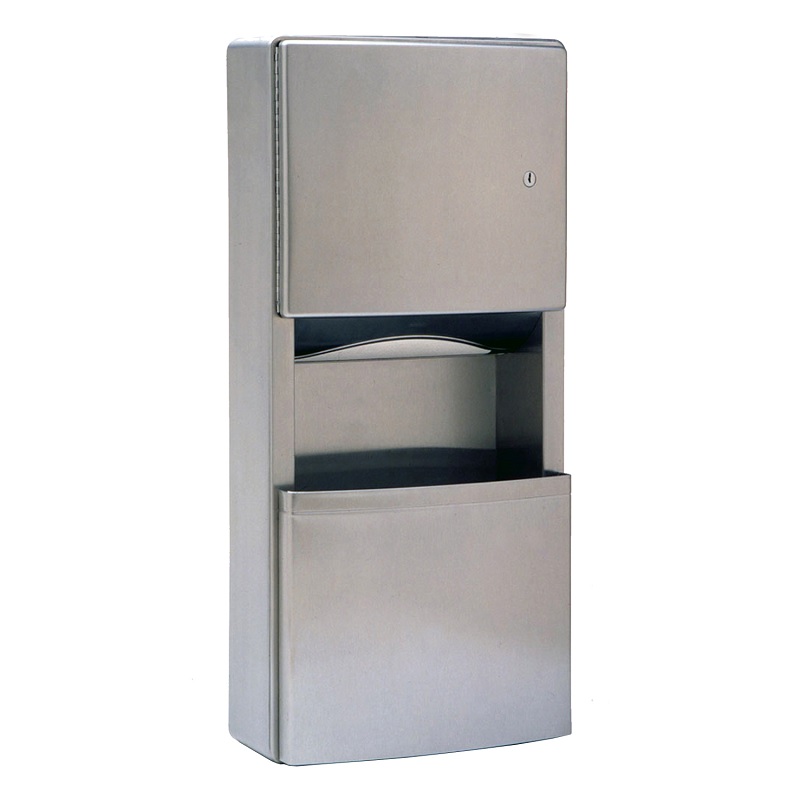 Surface-Mounted Paper Towel Dispenser and Waste Bin Unit