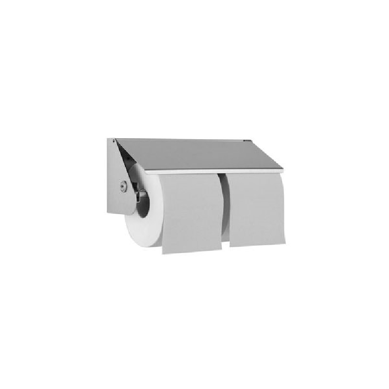 Prestige Double Stainless Steel Toilet Roll Holder with Cover