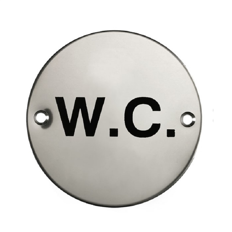 WC Sign Stainless Steel Polished