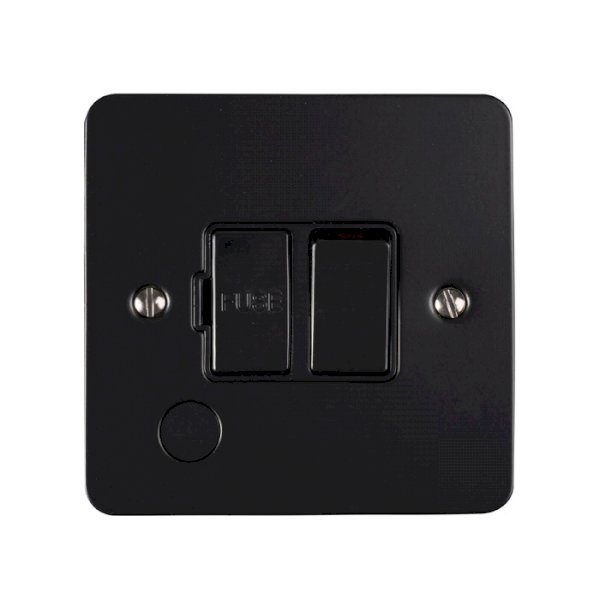 Matt Black 13A DP Switched Fused Spur with Flex Outlet