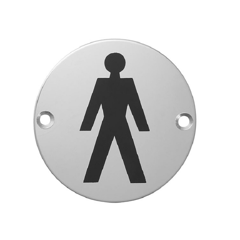 Male Door Sign Stainless Steel Polished