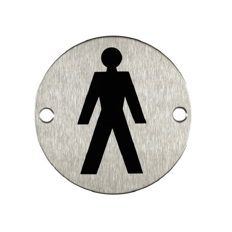 Male Door Sign Stainless Steel Brushed