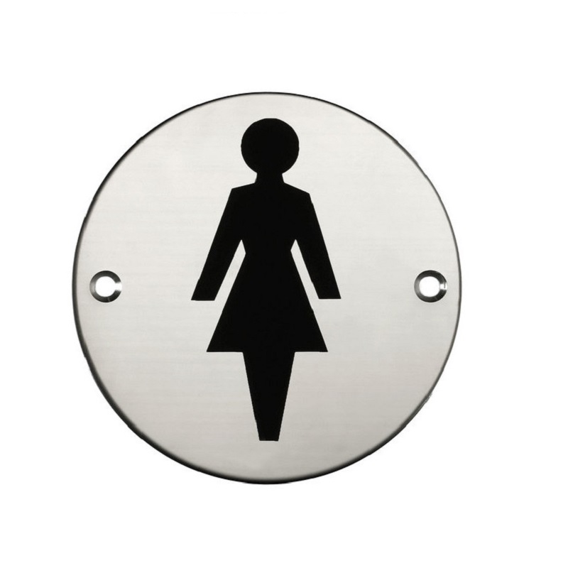 Female Door Sign Stainless Steel Polished