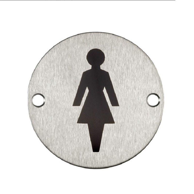 Female Door Sign Stainless Steel Brushed