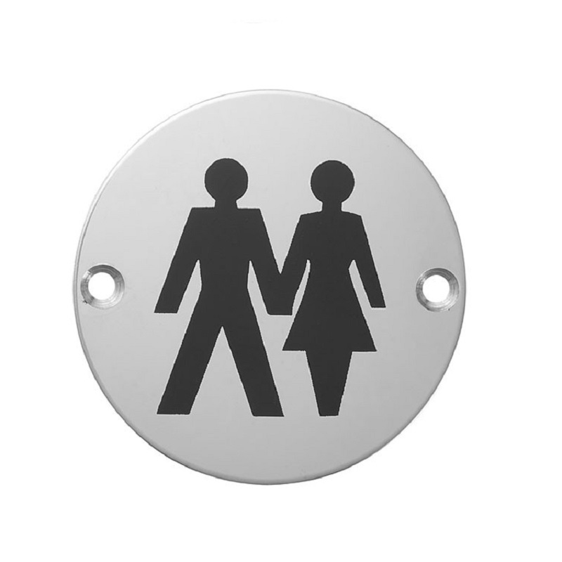 Unisex Door Sign Stainless Steel Polished