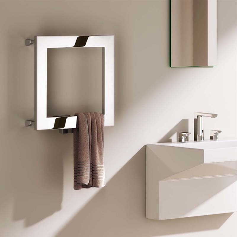 Square Polished Stainless Steel Towel Rail