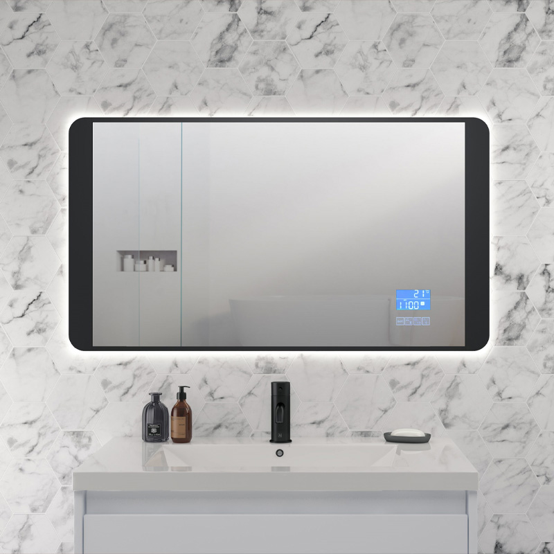 Prestige Illuminated Digital Matt Black LED Mirror with Bluetooth