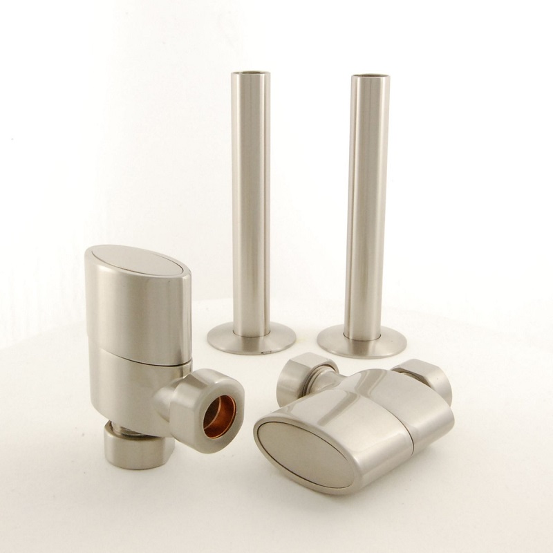Satin Nickel angled valves with sleeving kit