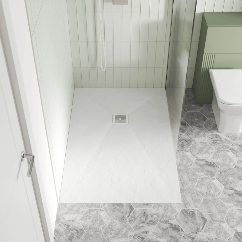 Nuie Rectangle Slate White Shower Tray