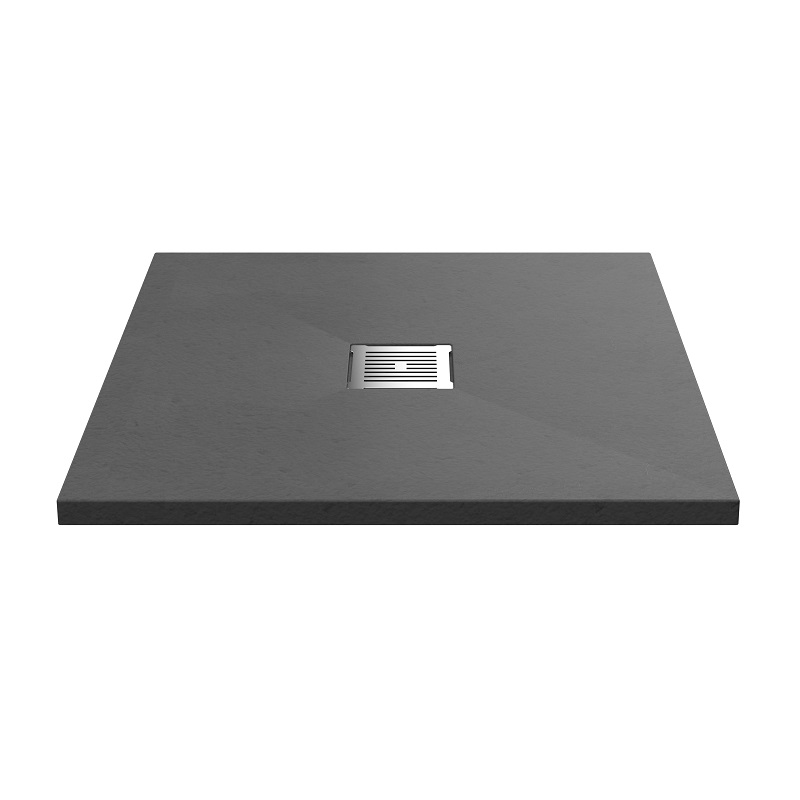 Square Slate Grey Central Waste Shower Tray