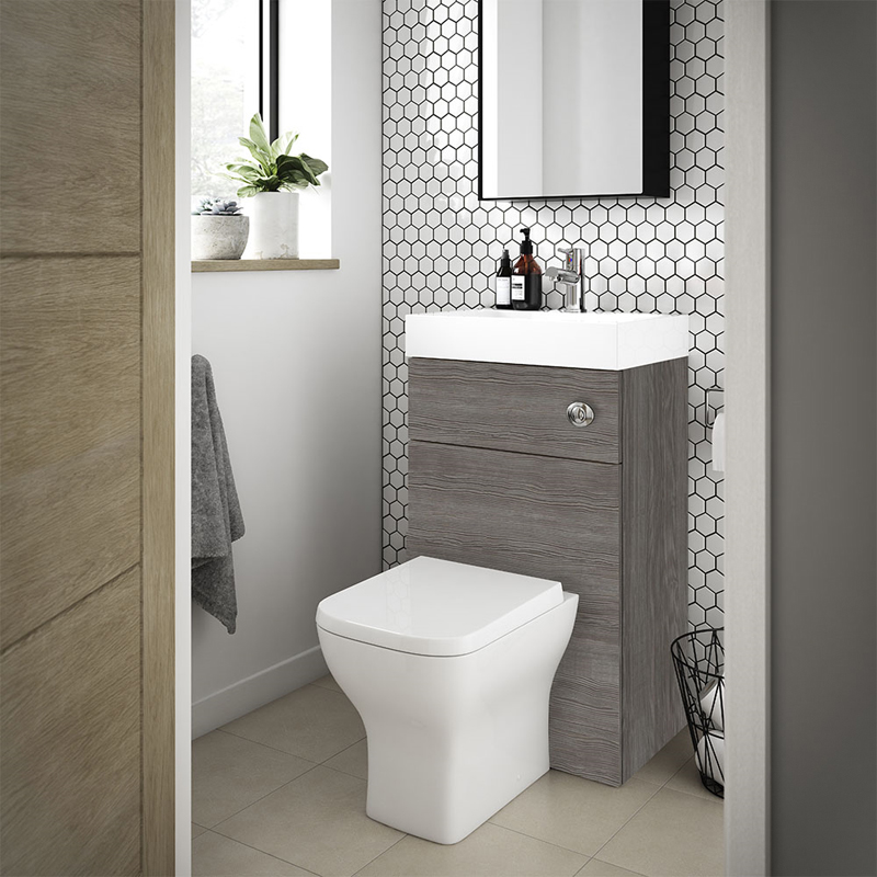 Nuie Athena 2 in 1 Combination WC Unit - Brown Grey Avola