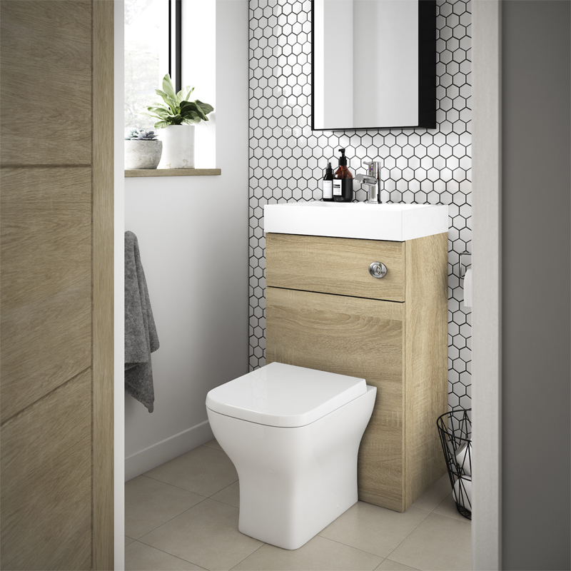Nuie Athena 2 in 1 Combination WC Unit - Natural Oak
