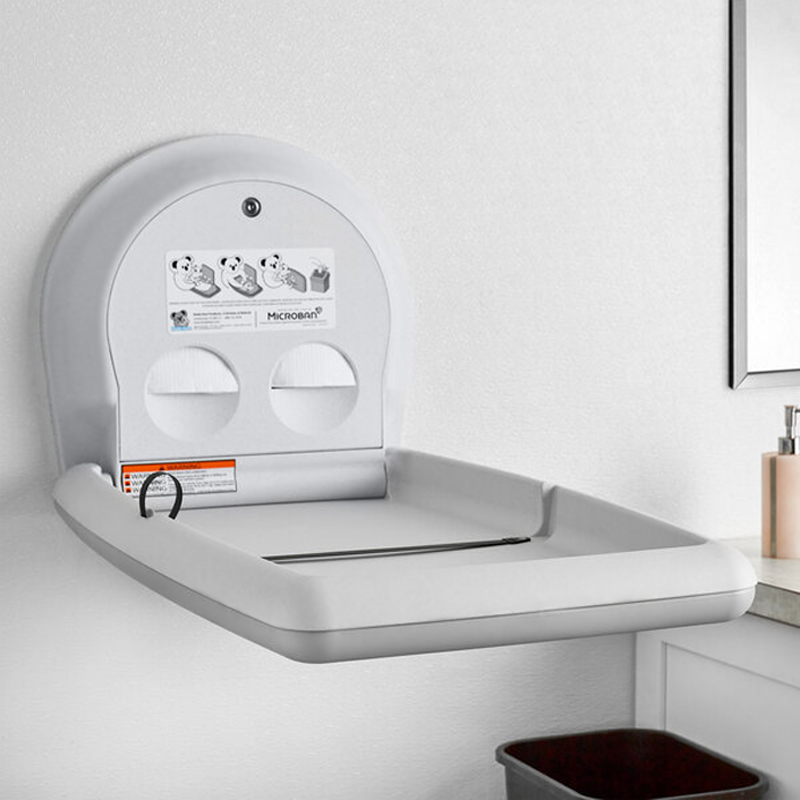 Vertical Surface-Mounted Baby Changing Unit - Granite White